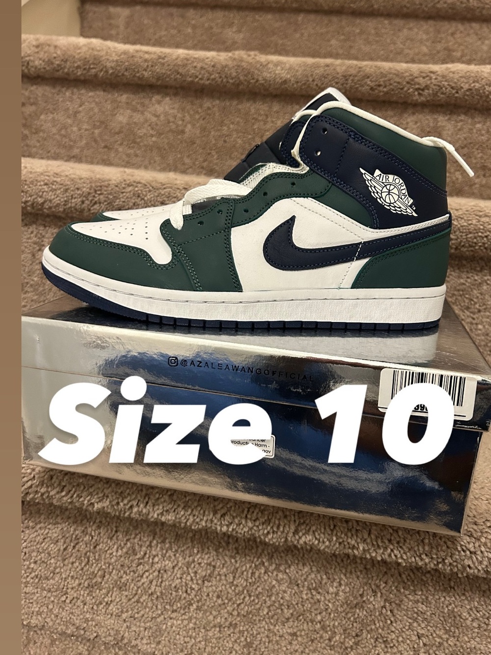Nike Air Jordan 1 Mid White, Dark Green & Navy